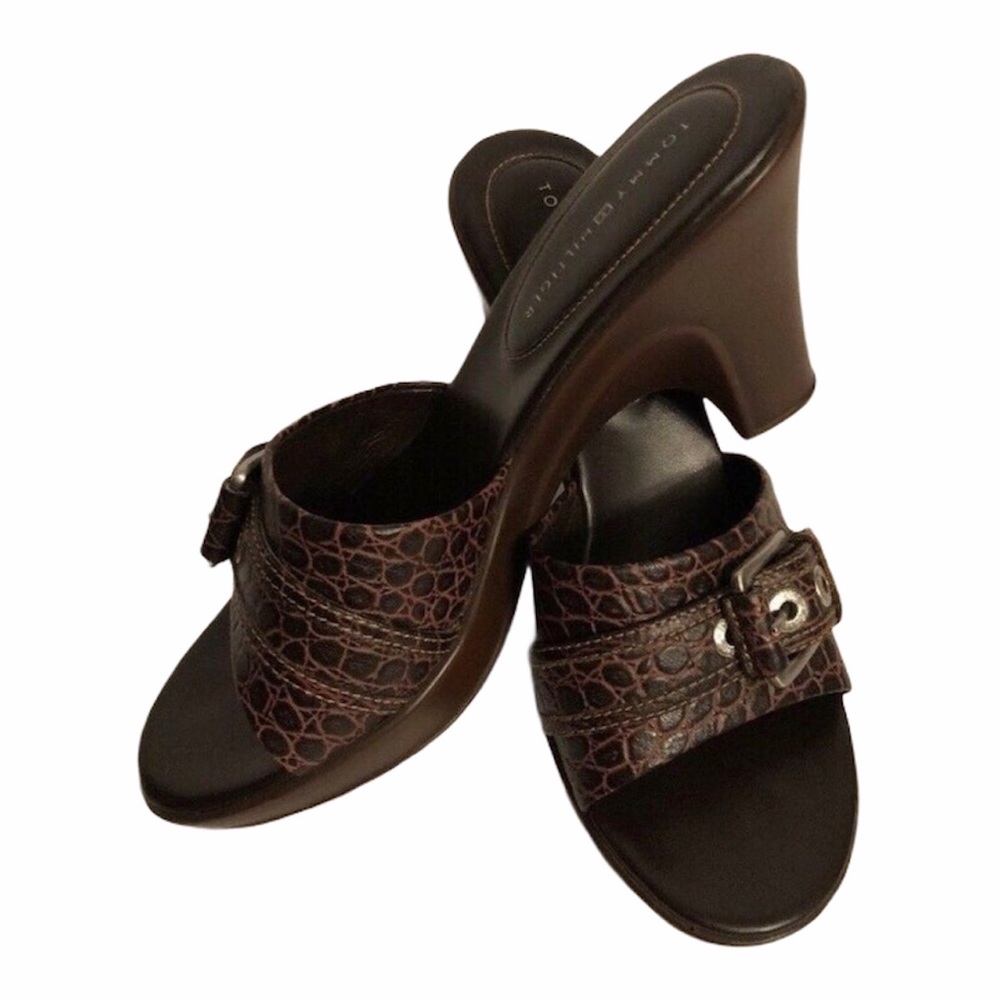 Tommy Hilfiger Size 9 Brown Open Toe Heels Shoes